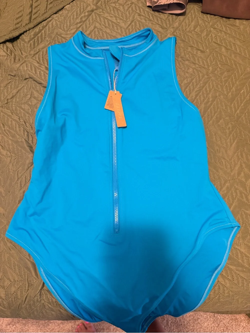 SKIMS High-Neck Zip One-Piece Swimsuit - Turquoise